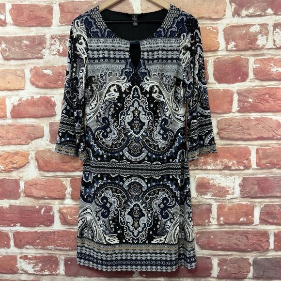 INC International Concepts Dress Medium Multicolor Boho Floral Abstract Popover - Picture 1 of 8